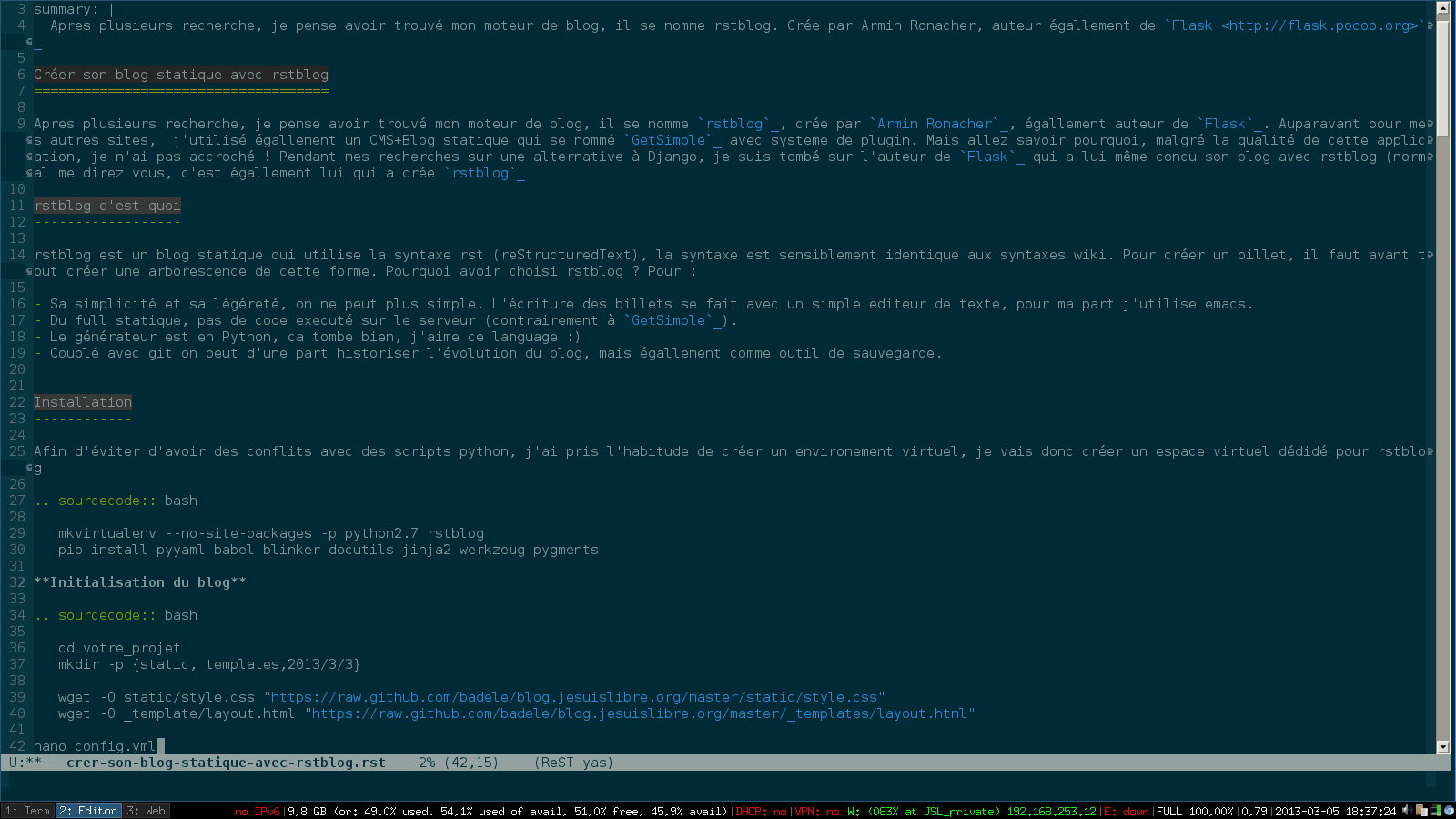 rstmode for emacs